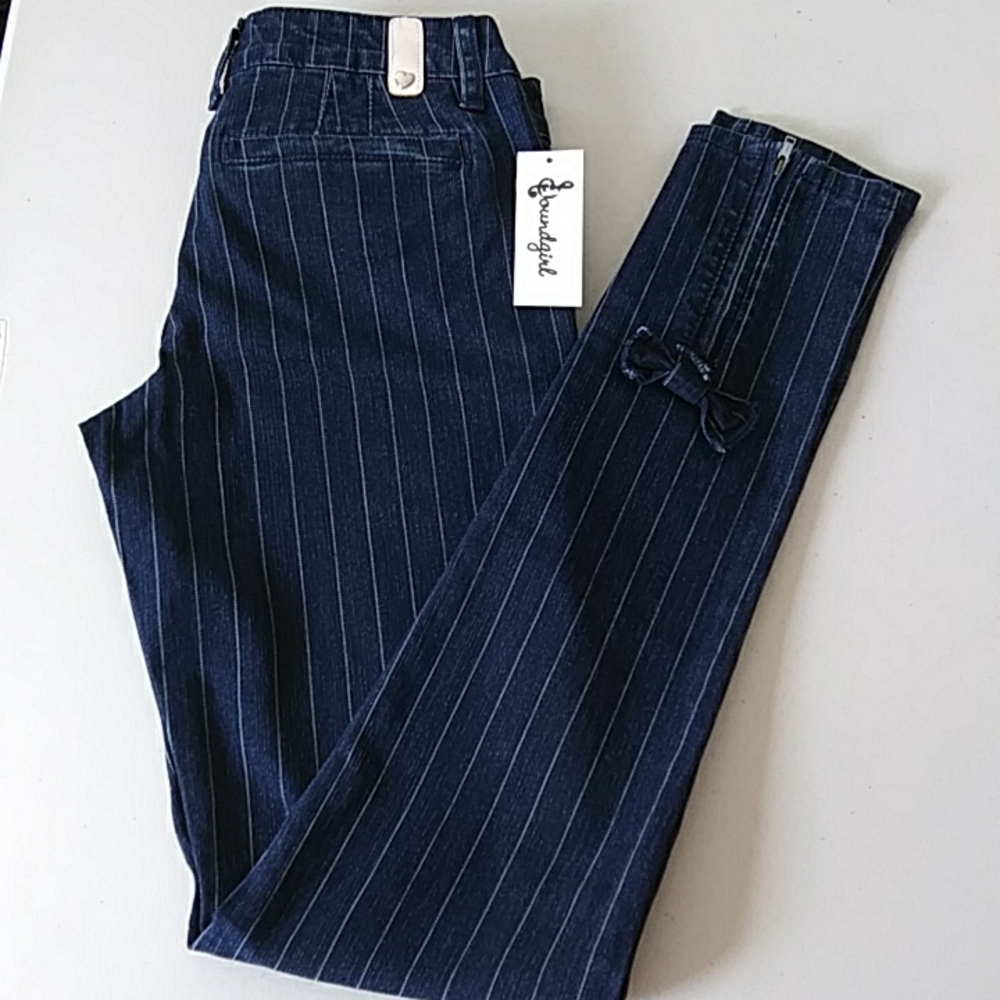Soundgirl Skinny Stripe Jeans zip ankle, Size 1
